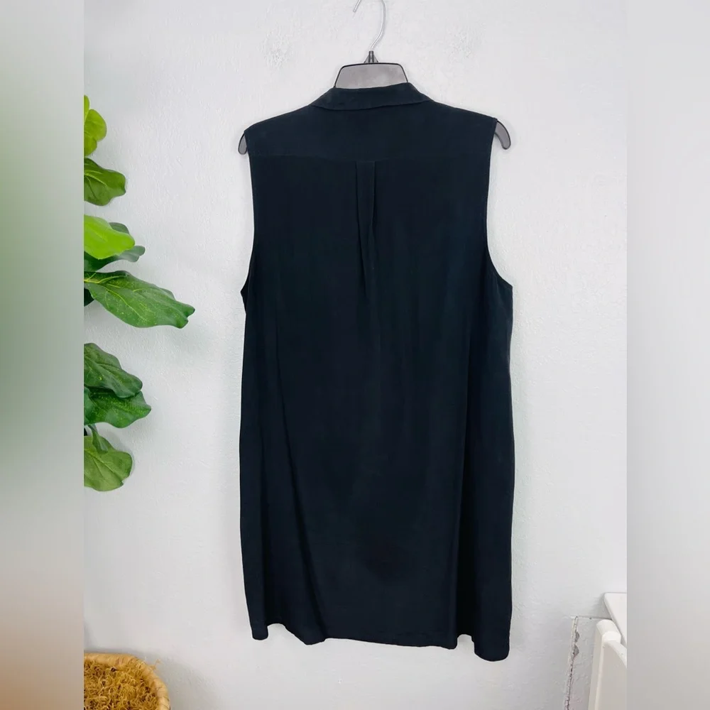 J. Crew Black Silk Button Down Sleeveless Shirt Dress - Picture 5 of 7